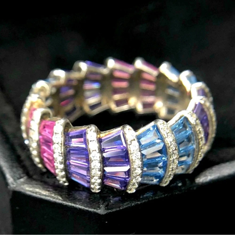 Beautiful Italian Rhodium 925 Silver Ring - Picture 3 of 5